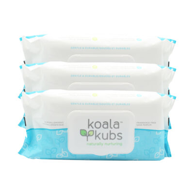 Lingettes pour Bébés sans Parfum et naturelles Koala Kubs – 3 paquets